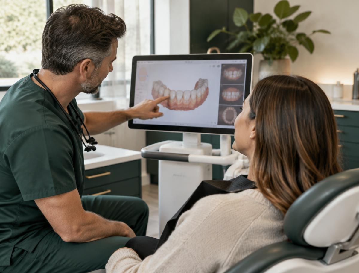 Patient speaking with a dentist by secure video